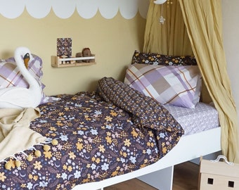 Tröster Einzelbett Bettdecken Set Bettwäsche Bundle Spannbettlaken bedruckte Bettwäsche Kissenbezüge floral Bio-Baumwolle Kinderbettwäsche Mädchenzimmer
