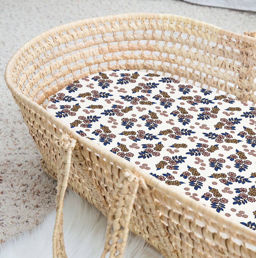 Fitted Sheet for Moses Basket Small Flowers Design Baby Etsy