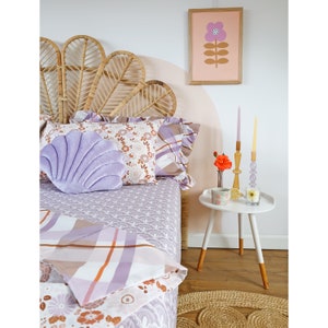 Duvet Set, single bed bedding set bedding bundle with fitted sheet printed bedding, organic cotton beddings, lilac