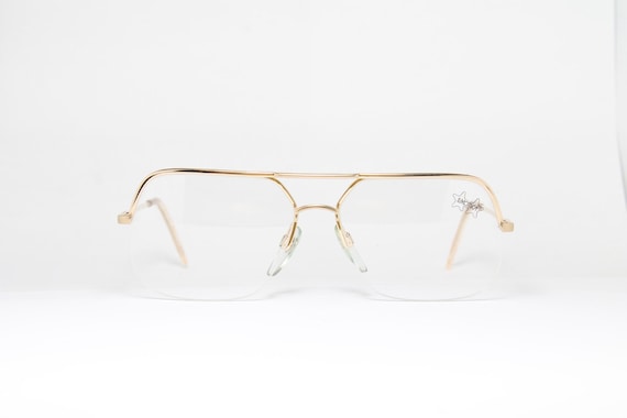 LUXOTTICA 003 54-18 Square Gold Rare Unique Vintage Eyeglasses