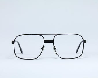 S&B RICARDO 56-18 Square Strong Matte Black Rare Unique Vintage Eyeglasses Frame Occhiali Lunettes Gafas Bril Glasögon VLE04