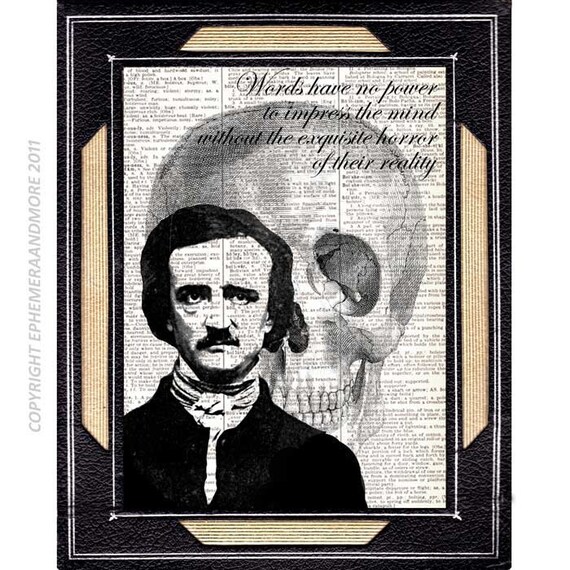 Edgar Allan Poe Dictionary Art Print Picture Portrait Story Print Book Author