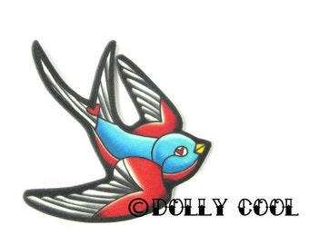 Swallow Brooch - Old School Tattoo - by Dolly Cool - Old School Flash - Vintage Style - Swift - Sparrow - Tattoo Flash