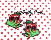 Poison Apple Earrings by Dolly Cool - Skull  - Witch - Snow White - Poisoned Apple