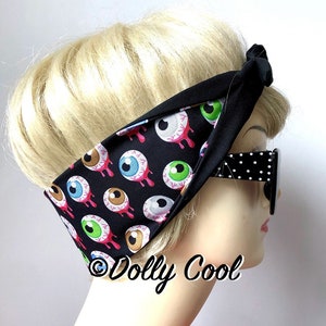 Eyeball Hair Tie - Rockabilly - Psychobilly - B Movie - Horror -  Bandana - Head Scarf - by Dolly Cool