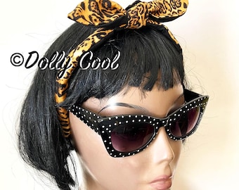 Leopard Print Cotton Headband with Bow: Alice Band