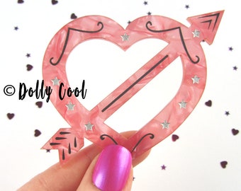 Heart and Arrow Acrylic Brooch by Dolly Cool - 40s 50s Reproduction - Vintage Style - Novelty - WW2 Sweetheart Pin - Valentines - Fakelite