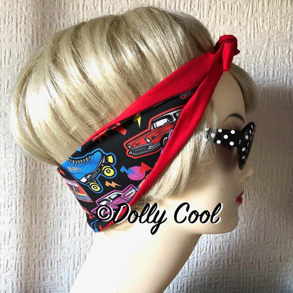 80s 50s California Hair Tie - Head Scarf Wrap - Bandana - by Dolly Cool - Memphis Style - Surfer -Rinkomania - Sunglasses - Neon - Mix Tape