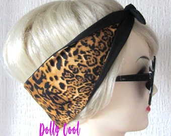 Leopard Print Rockabilly Hair Tie - 50s Style Head Wrap