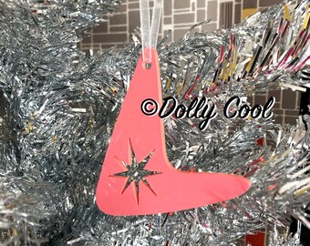 Retro Bauble Decoration in Pink by Dolly Cool - Mid Century Ornament - Christmas - Holidays - Festive -  Atomic Boomerang - 50s