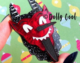 Krampus Acrylic Brooch by Dolly Cool - Devil - Demon - Alternative Holiday