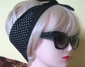 Polka Dot Hair Tie Black and White Rockabilly by Dolly Cool