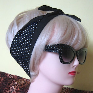 Polka Dot Hair Tie Black and White Rockabilly by Dolly Cool image 1