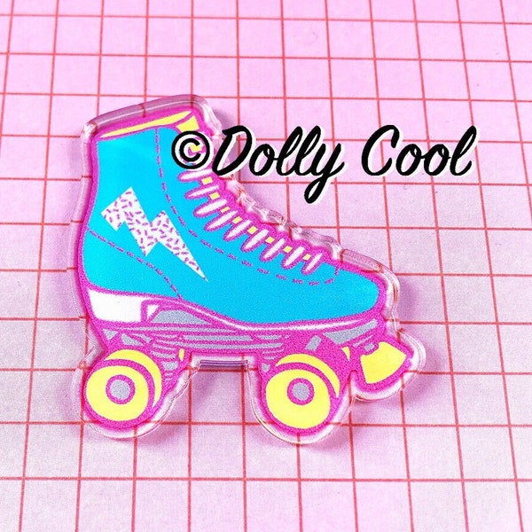 Acrylic 80s Roller Skate Brooch by Dolly Cool - Roller Derby - Stranger Things  - Laser Cut - plexiglass