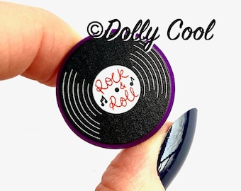 Rock and Roll Record Mini Pin by Dolly Cool - Vinyl - Rockabilly - 50s - Retro