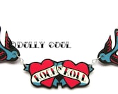 Bluebirds necklace Tattoo style Rock n Roll with tattoo inspired by Dolly Cool