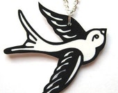 Swallow Necklace Sparrow Old School Tattoo Flash style by Dolly Cool