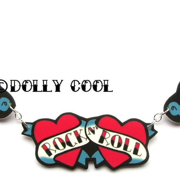 Collier Bluebirds Style tatouage Rock n Roll avec tatouage inspiré de Dolly Cool