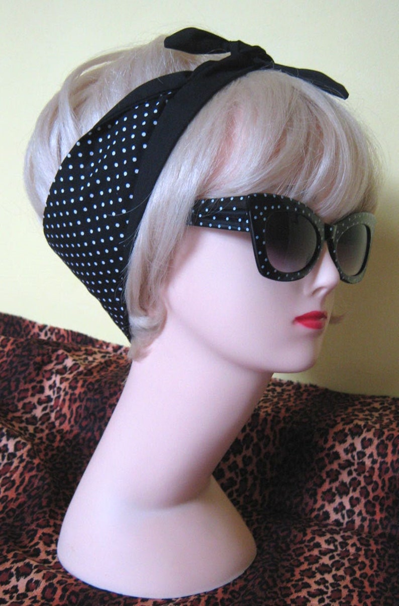 Polka Dot Hair Tie Black and White Rockabilly by Dolly Cool image 1