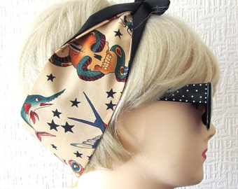 Tattoo Flash Hair Tie Print Rockabilly by Dolly Cool Traditional Old School