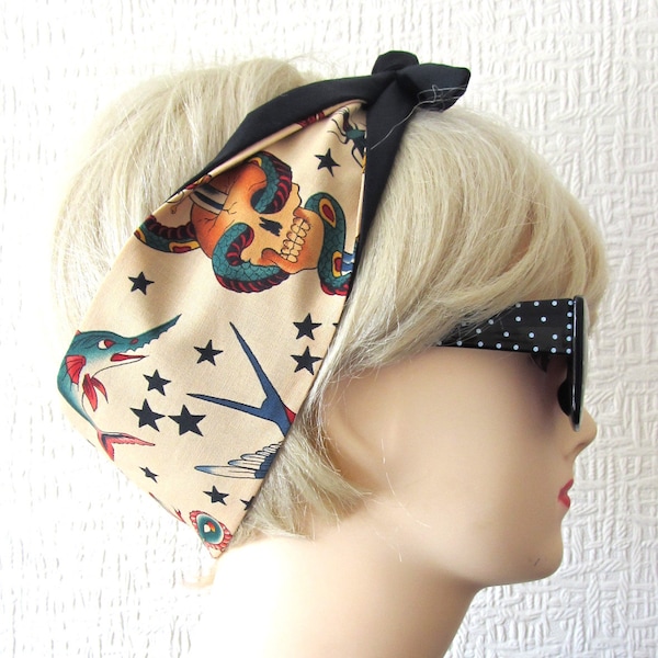 Tattoo Flash Hair Tie Print Rockabilly by Dolly Cool Traditional Old School