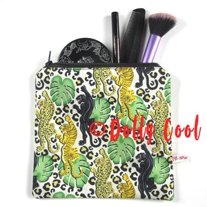 Big Cat Zipper Pouch by Dolly Cool  - Leopard - Tiger - Panther - Jungle - Monstera Leaf - Leopard Print - Self Designed Fabric - Medium