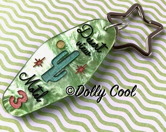 Desert View Retro Motel style Keyring by Dolly Cool - Cactus - 50s - Mid Century - Starburst