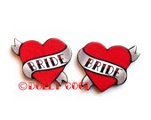 Bride Heart Earrings Love Tattoo style by Dolly Cool Traditional Old School Wedding