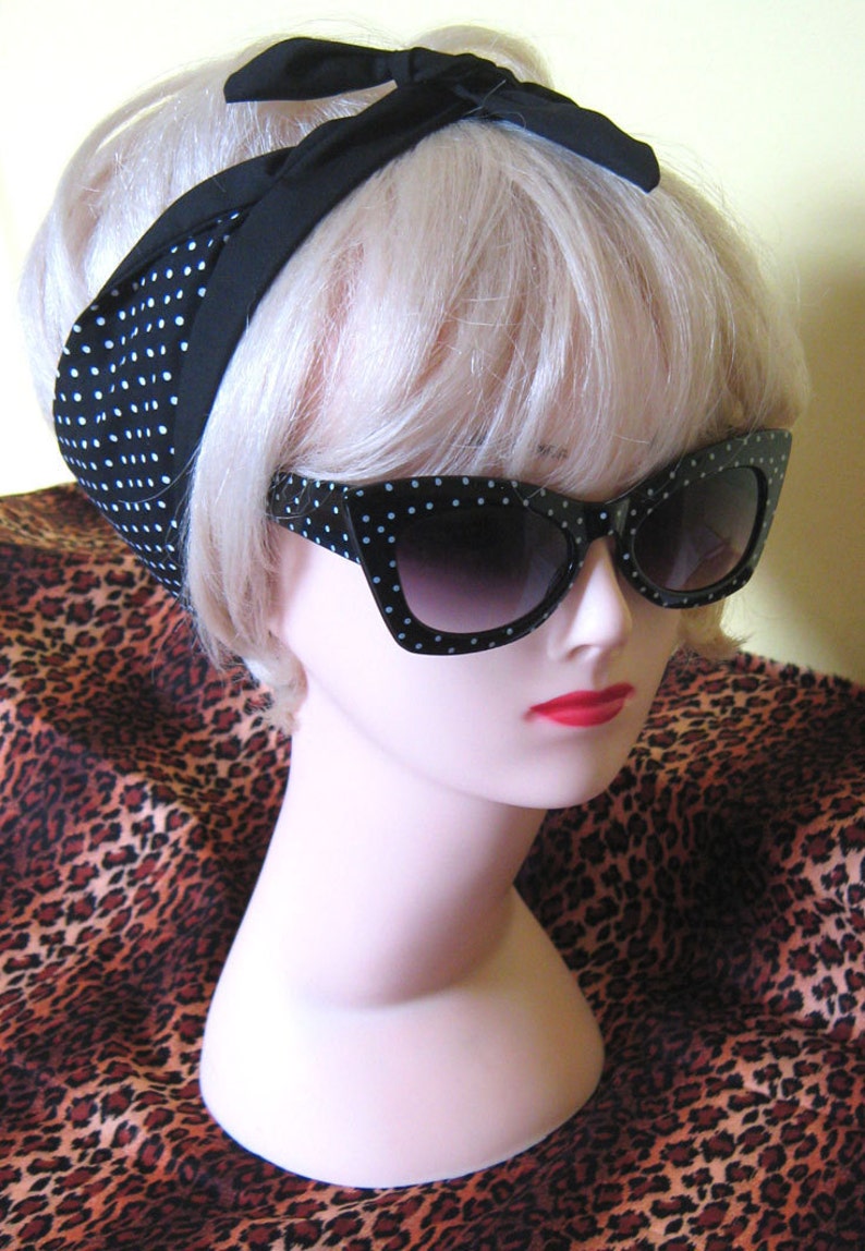 Polka Dot Hair Tie Black and White Rockabilly by Dolly Cool image 2