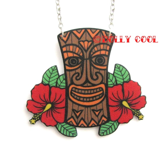Tiki Necklace With Hibiscus Flower