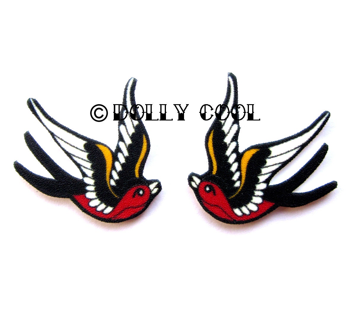 Swallow Earrings in Black and Red Tattoo Style by Dolly Cool - Etsy Denmark Swallow Earrings in Black and Red Tattoo Style by Dolly Cool - Etsy Denmark