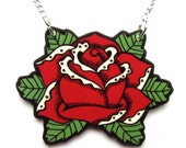 Red Rose Necklace by Dolly Cool Petit Tattoo style
