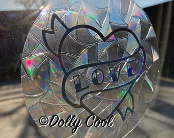 Suncatcher Sticker Rainbow Maker - Love Heart Tattoo - Window Cling - Light Prism - Exclusive design by Dolly Cool