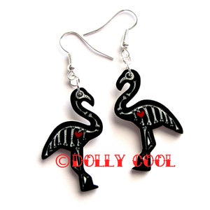 Sugar Skull Day of the Dead Flamingo Earrings by Dolly Cool image 1