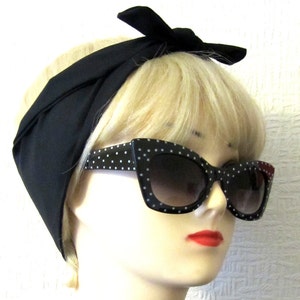 Black Hair Tie plain Fabric Head Scarf by Dolly Cool