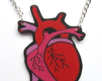 Anatomical Heart Necklace Tattoo style Goth Punk Rock Macabre