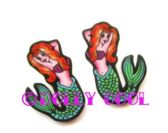 Mermaid Pinup Earrings by Dolly Cool Tattoo Style