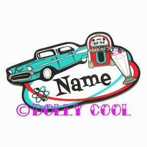 50s Diner Brooch Custom Personalized Name - Your choice of word - 50s - Pin Badge - Dolly cool - Rockabilly Jewellery - Rockabilly Jewelry