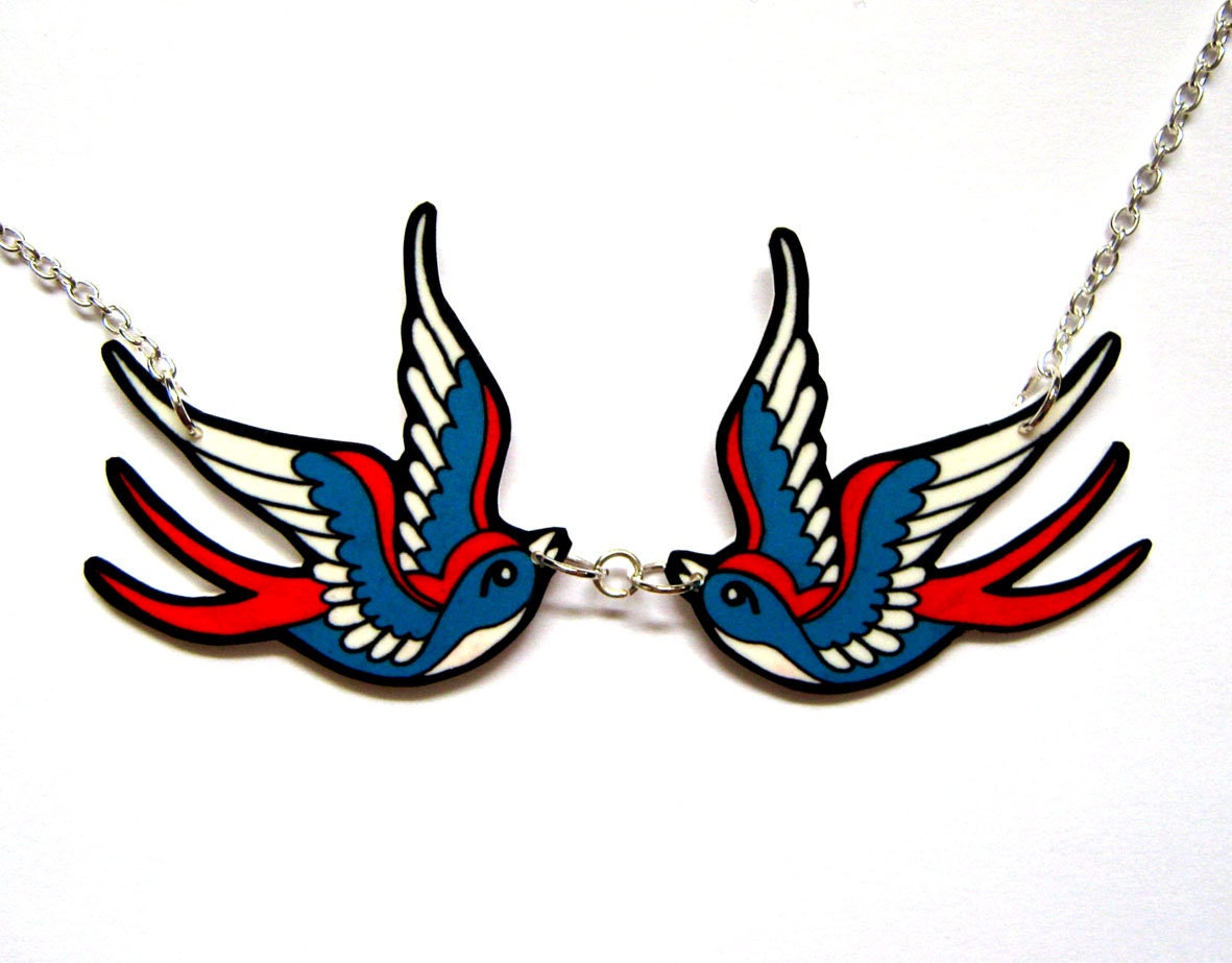 Bird Tattoo Necklace - Etsy Bird Tattoo Necklace - Etsy