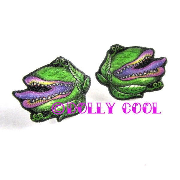 Little Shop of Horrors Audrey 2 Earrings Super Cute Zombie Horror Creepy Cute by Dolly Cool Audrey II