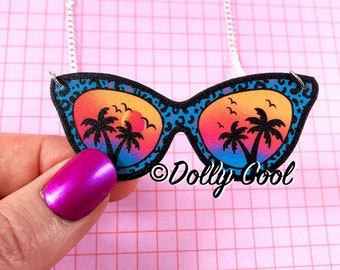 80s Sunglasses Necklace by Dolly Cool  - Rockabilly - True Romance - Palm Trees - Tiki