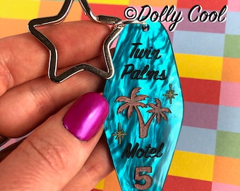 Twin Palms Retro Motel style Keyring by Dolly Cool - Palm Springs - 50s - Mid Century