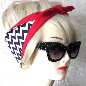 Twin Peaks Red Room Hair Tie Rockabilly Head Scarf by Dolly Cool Zig Zag Chevron Damn Fine