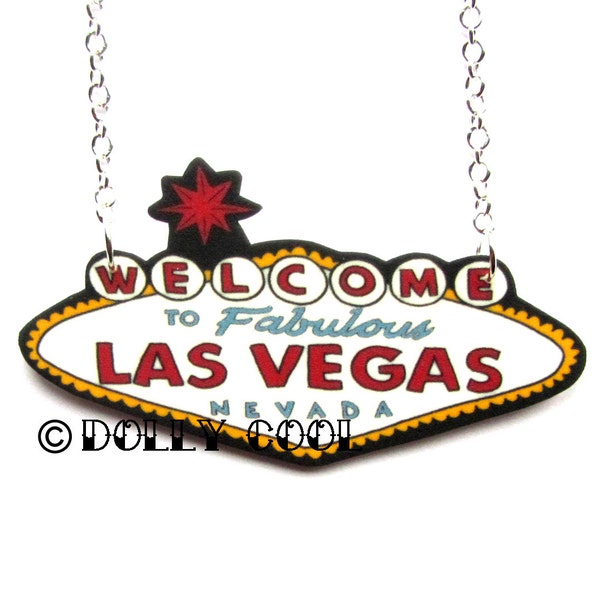 Collar de Las Vegas Bienvenido al fabuloso letrero de neón - VLV - Joyería Rockabilly - Joyería Rockabilly