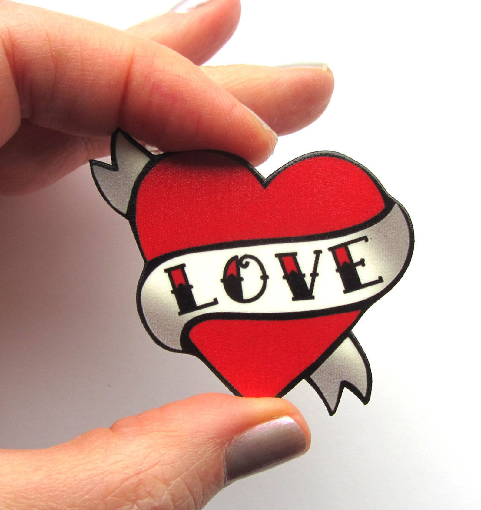 Love Heart Necklace Tattoo Style by Dolly Cool Rockabilly 50s Etsy