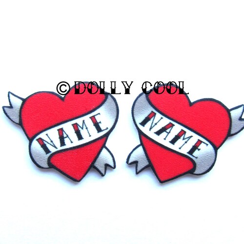 Heart Necklace Tattoo Custom Personalized Name Your Choice Etsy