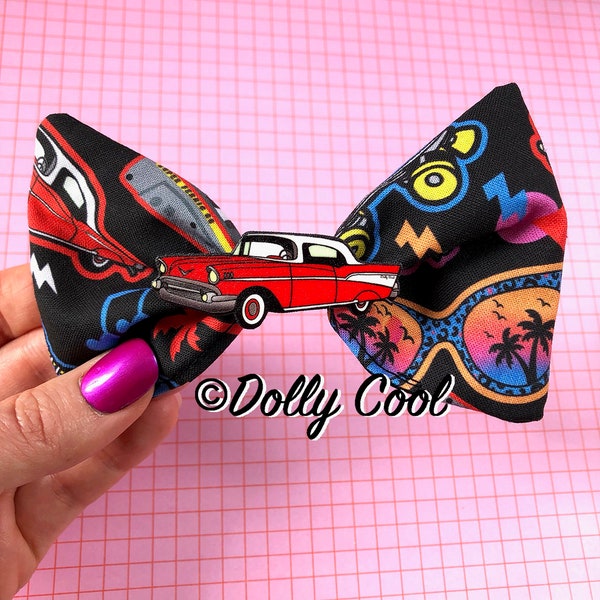 80s 50s California Hair Bow - by Dolly Cool - Memphis Style - Surfer -Rinkomania - Sunglasses - Neon - Mix Tape