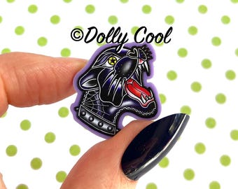 Panther Tattoo Flash Mini Pin: Old School Rockabilly Acrylic