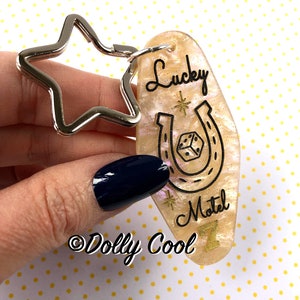 Lucky Motel style Retro Keyring by Dolly Cool - Horseshoe - Dice - Las Vegas - 50s - Mid Century - Starburst