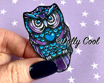 Owl Brooch Illustrated by Dolly Cool - Gothic - Creepy - Witchy